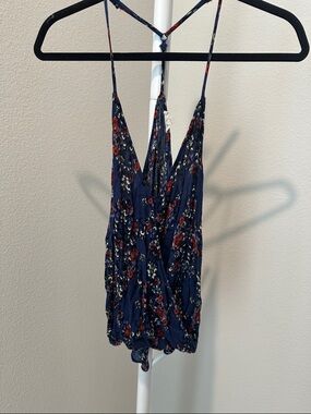 En Creme Navy Floral V-Neck Spaghetti Strap Camisole